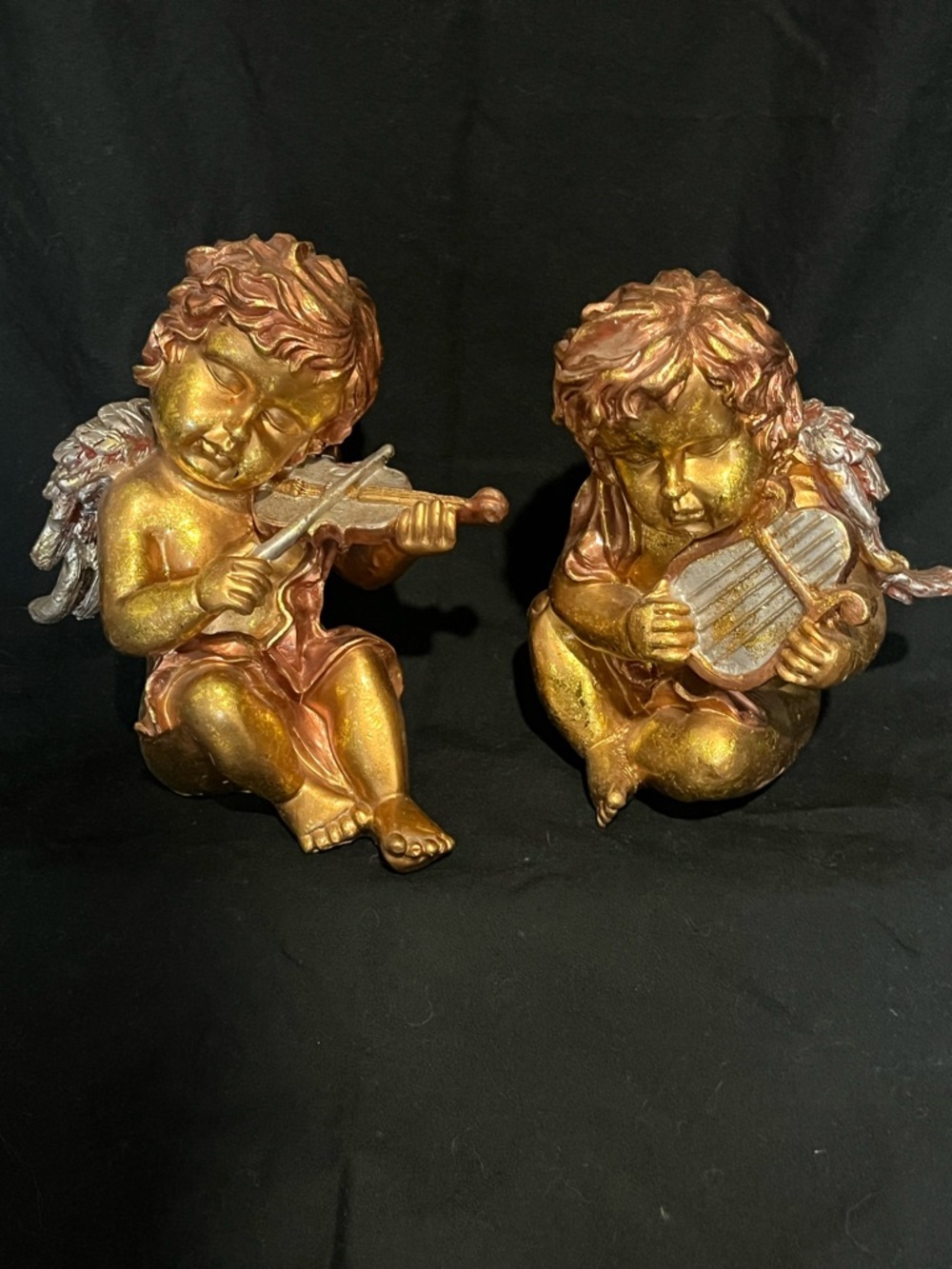 Gold Cherub Musician Figurine Set - Decorative Home Accent